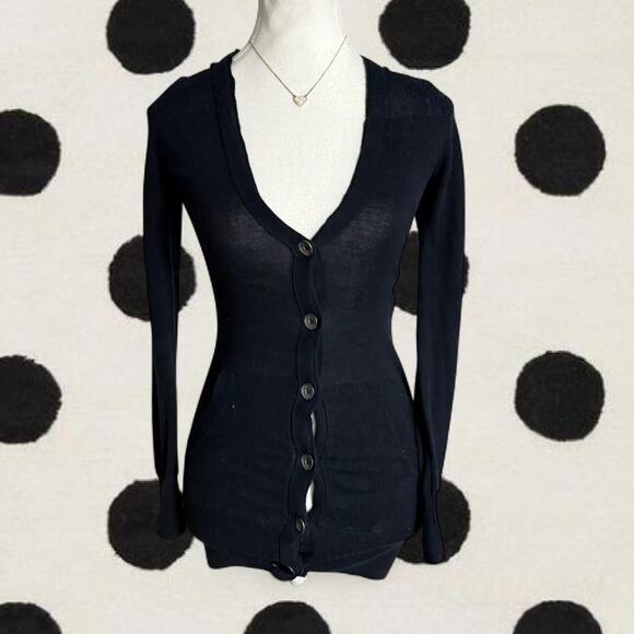 Guess Sweaters - Guess Los Angeles Vintage Black Cardigan Fitted Slimming Button Down Size XS
